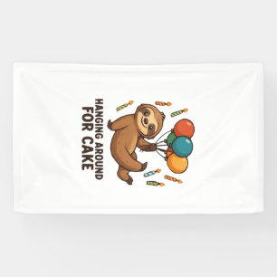 Hanging Around For Cake Birthday Balloon Sloth , C Banner