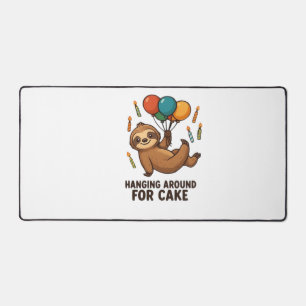 Hanging Around For Cake Birthday Balloon Sloth , C Desk Mat