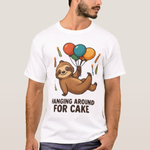 Hanging Around For Cake Birthday Balloon Sloth , C T-Shirt