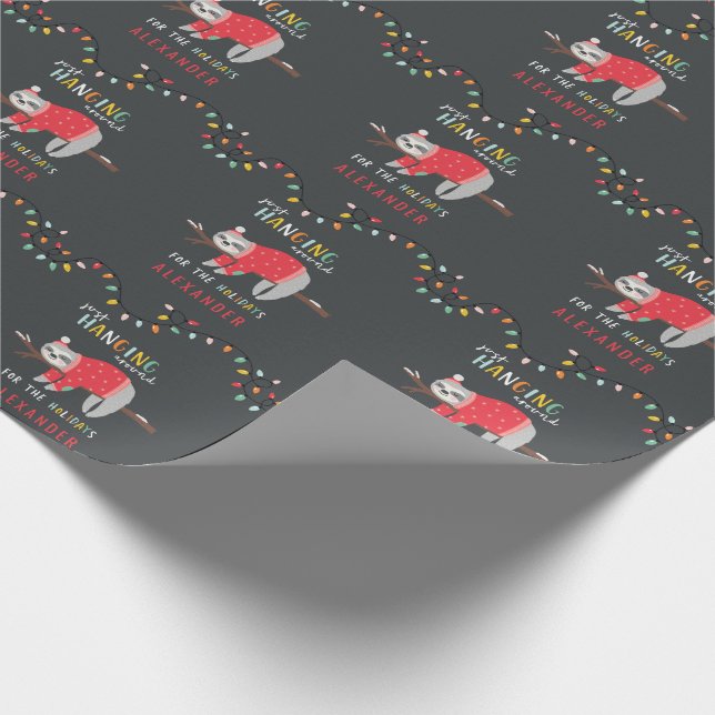Hanging around sloth fun Holiday Wrapping Paper (Corner)