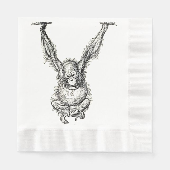 Hanging Around -  Young Ape Gorilla Napkin (Front)