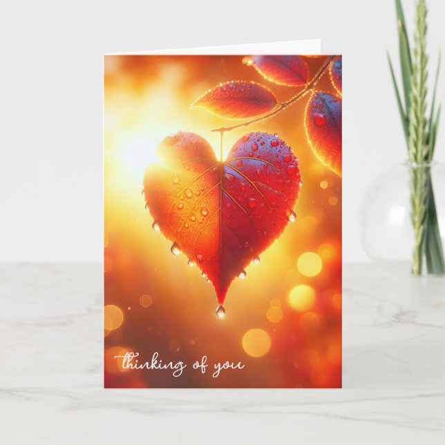 Hanging Autumn Heart Leaf Card (Front)