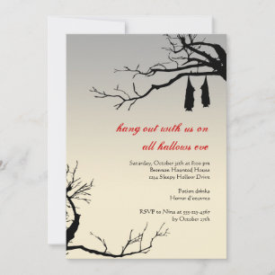 Hanging bats bare branches decay chic Halloween Invitation