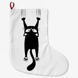 Hanging Black Cat Silhouette – Funny  Large Christmas Stocking