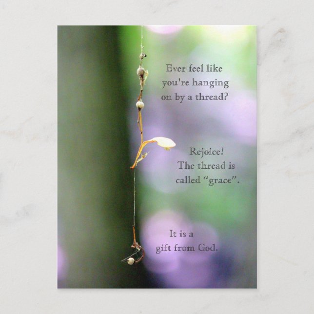 Hanging by a thread postcard (Front)