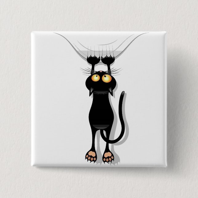 Hanging Cat 2 Inch Square Button (Front)