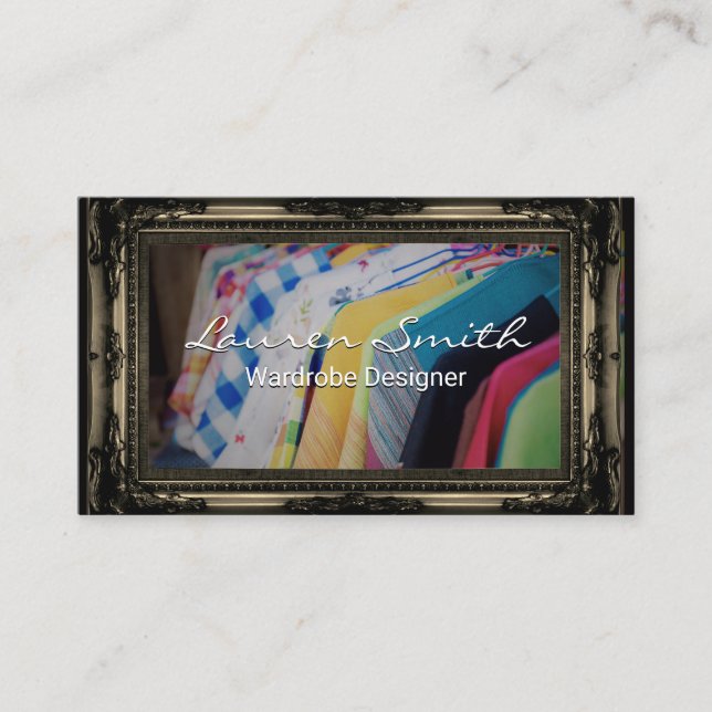 Hanging Clothes | Sepia Fancy Frame Business Card (Front)