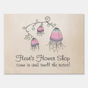 Hanging Doodle Flowers Sign