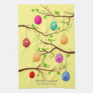 Hanging Easter Eggs, Spring Tree Branches Kitchen Towel