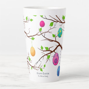 Hanging Easter Eggs, Spring Tree Branches Latte Mug