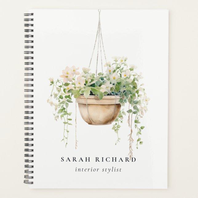 Hanging Floral House Plants Watercolor Botanical  Planner (Front)