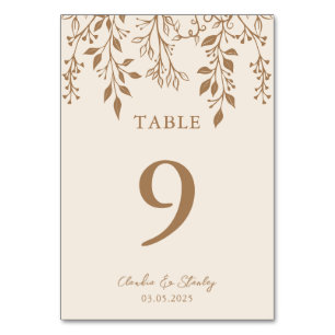 Hanging Florals Foliage Warm Romantic Boho Earthy Table Number
