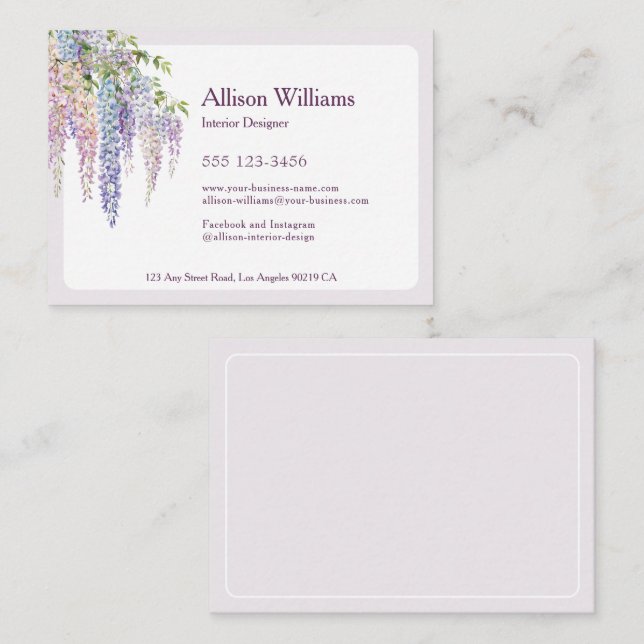 Hanging Flowers Modern Female Calling Card (Front/Back)
