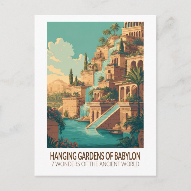 Hanging Gardens of Babylon 7 Wonders of the World Postcard (Front)