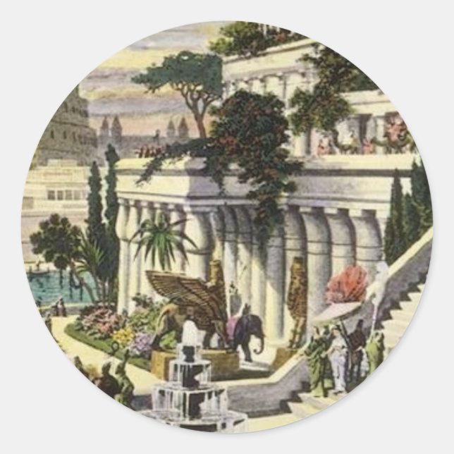 Hanging Gardens of Babylon by Maerten van Heemsker Classic Round Sticker (Front)