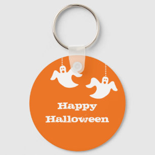 Hanging Ghosts Halloween Keychain, Orange Keychain