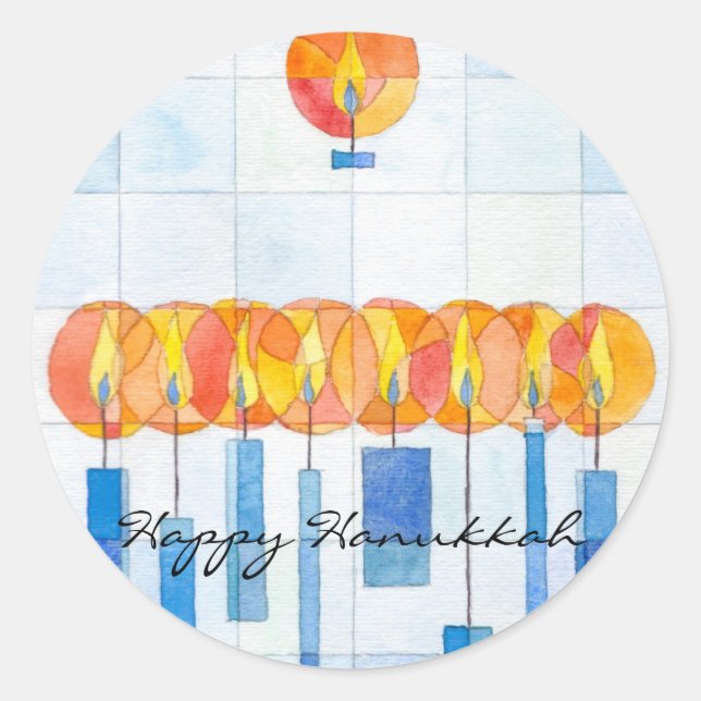 Hanging Hanukkah Candles Classic Round Sticker (Front)