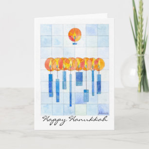 Hanging Hanukkah Candles Holiday Card