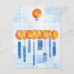 Hanging Hanukkah Candles Holiday Postcard