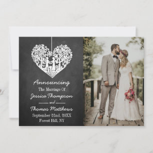 Hanging Heart Tree Chalkboard Wedding Collection Announcement