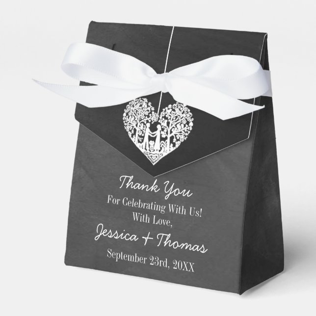 Hanging Heart Tree Chalkboard Wedding Collection Favor Box (Front Side)