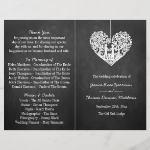 Hanging Heart Tree Chalkboard Wedding Program