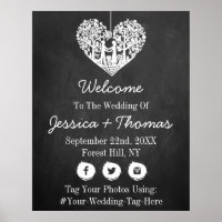 Hanging Heart Tree Chalkboard Wedding Welcome
