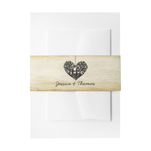 Hanging Heart Tree Vintage Wedding Collection Invitation Belly Band