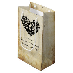 Hanging Heart Tree Vintage Wedding Collection Small Gift Bag