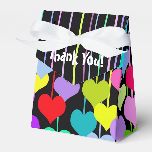 Hanging Hearts On Black Favor Box (Front Side)