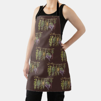 Hanging Herbs Botanical Apron | Rustic Herbs