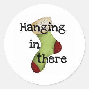 Hanging in There Christmas Stocking Classic Round Sticker