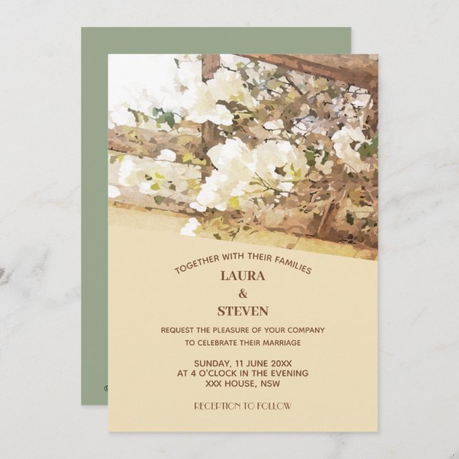 Hanging jasmine flowers Wedding Invitation (Front/Back)
