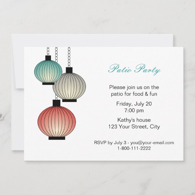 Hanging Lanterns Party Invitation (Front)