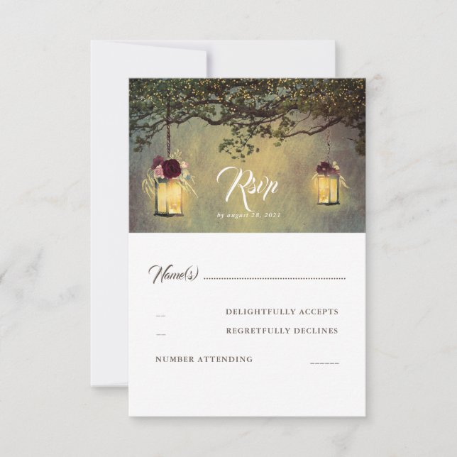 Hanging Lanterns Romantic Fall Wedding RSVP (Front)