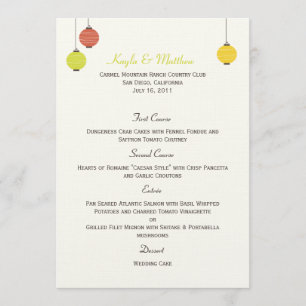 Hanging Lanterns Wedding Menu Card