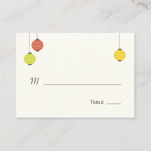 Hanging Lanterns Wedding Place Cards (Front)