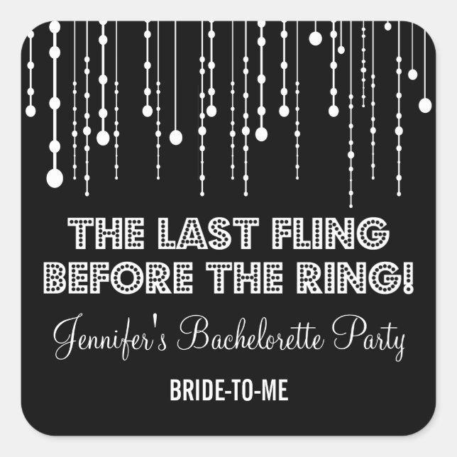 Hanging Lights Bachelorette Party Square Square Sticker (Front)