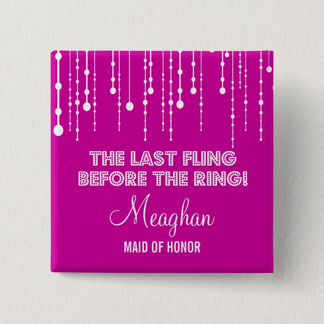 Hanging Lights Bachelorette Party Title Button (Front)