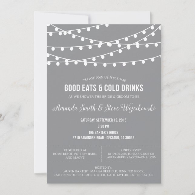 Hanging Lights Couples Shower Invitation (Front)