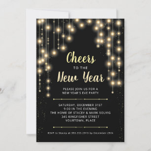 Hanging Lights New Year's Eve Holiday Party Invitation