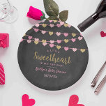 Hanging Love Hearts Little Sweetheart Baby Shower Paper Plate<br><div class="desc">Celebrate in style with these fun and modern baby shower paper plates. The design is easy to personalize with your own wording and your family and friends will be thrilled when they see these fabulous paper plates. Matching party items can be found in the collection.</div>
