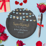Hanging Love Hearts Little Sweetheart Baby Shower Paper Plate<br><div class="desc">Celebrate in style with these fun and modern baby shower paper plates. The design is easy to personalize with your own wording and your family and friends will be thrilled when they see these fabulous paper plates. Matching party items can be found in the collection.</div>