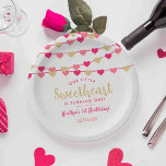 Hanging Love Hearts Little Sweetheart Birthday Paper Plate<br><div class="desc">Celebrate in style with these fun and modern any age birthday party paper plates. The design is easy to personalize with your own wording and your family and friends will be thrilled when they see these fabulous paper plates. Matching party items can be found in the collection.</div>