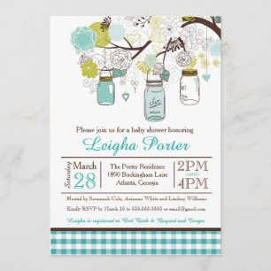 Hanging Mason Jars Bébé ou Invitation de Fête de l