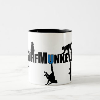 Hanging monkey design on coffee mug