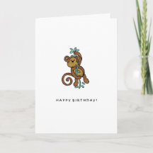 Hanging Monkey Folded Greeting Card