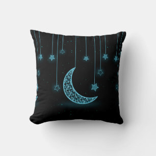 Hanging Moon and Stars Throw Pillow