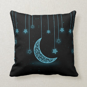 Hanging Moon and Stars Throw Pillow