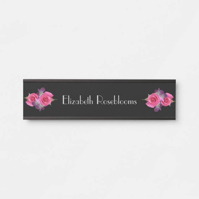 Hanging Name Plates Pink Roses Orchids (Front)